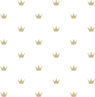 Origin Wallcoverings behang kroontjes mat wit en goud - 347678 - 0,53 x 10,05 m