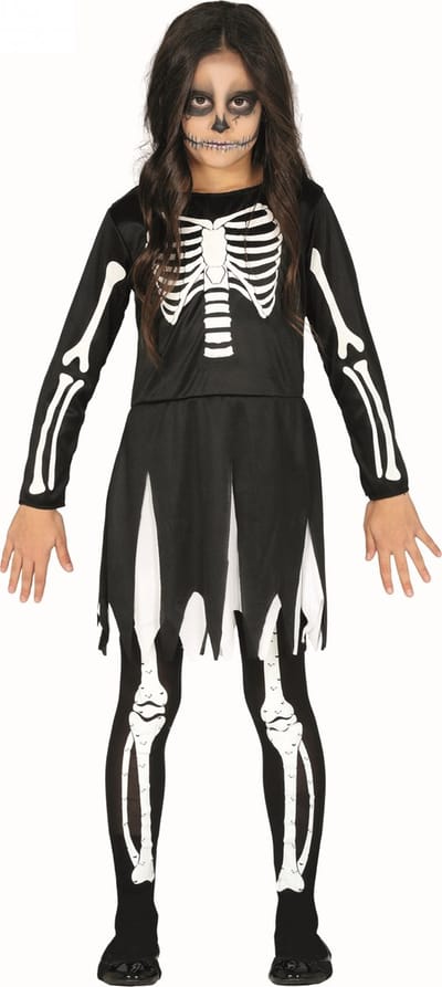 Fiestas Guirca Verkleedjurk Skelet Meisjes Zwart/wit Maat 98/104