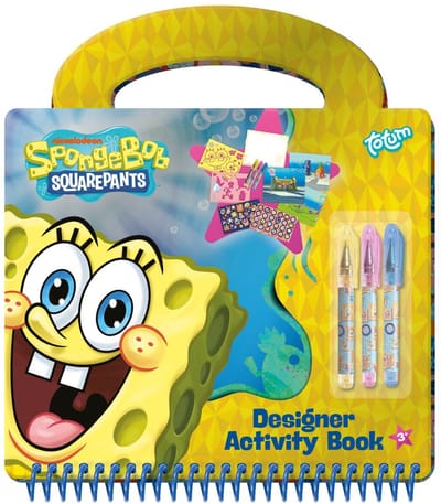 Spongebob Totum Designer Activiteiten vakantie doeboek - tekenen, schrijven, stickeren - 20 pagina's met sjablonen en mini gelpennen