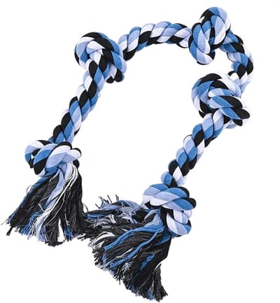 Hondenspeelgoed Touw - Kauwspeelgoed Honden - Touwtrekken Spelen - Bevordert Mondgezondheid - 90 cm - Blauw Wit