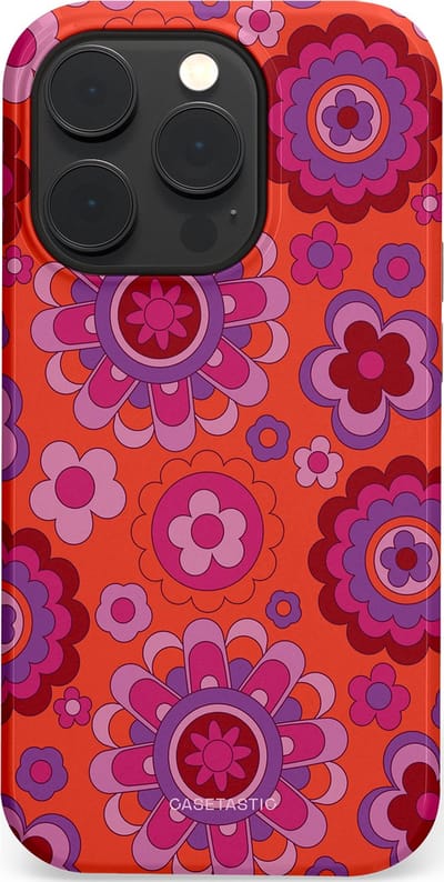 Casetastic Hoesje Geschikt voor Apple iPhone 14 Pro Magsafe - Stijlvolle Beschermende Duo-layer Case - Retro warmte