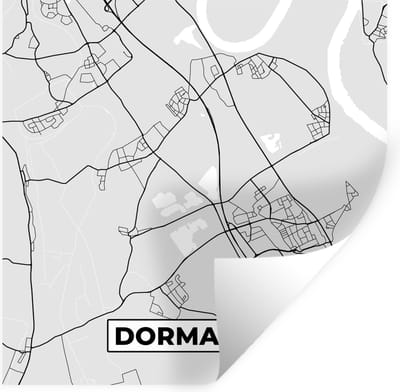 Muurstickers - Sticker Folie - Plattegrond - Duitsland - Dormagen - Stadskaart - Kaart - 100x100 cm - Plakfolie - Muurstickers Kinderkamer - Zelfklevend Behang XXL - Zelfklevend behangpapier - Stickerfolie
