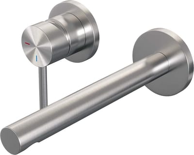 Brauer Brushed Edition inbouw wastafelmengkraan met rechte uitloop en rozetten model A2 RVS geborsteld PVD