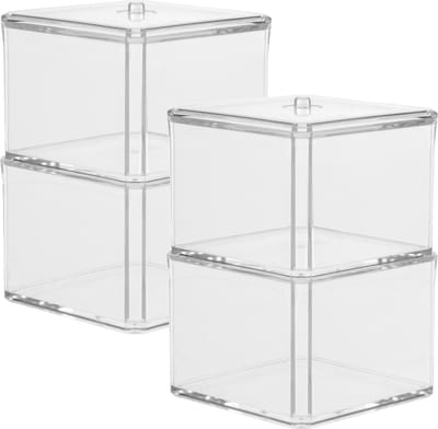 Set van 2x stuks dubbele houder/box 9,5 x 17 cm van kunststof - Wattenstaafjes/watjes opbergen - Make-up organizer