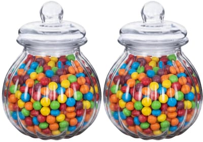 Alessandro luxe voorraadpot - 2x - snoeppot - glas - met deksel - 2.6 liter - koekjes - snoepjes - 18 x 23 cm
