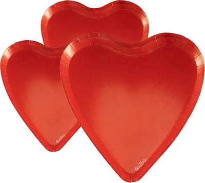 Givi Italia Feestbordjes - 24x - hart vormig - rond - karton - 17 x 18 cm - biologisch afbreekbaar - wegwerpbordjes