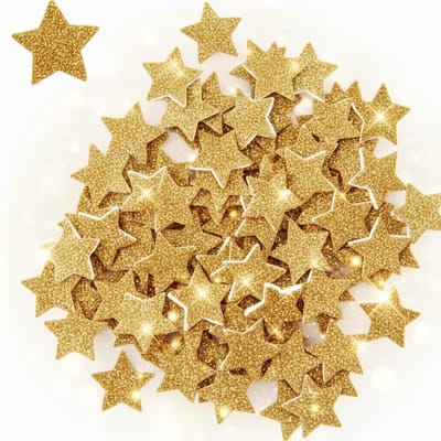 3D Stickers Gouden Sterren met Glitters - 70 Foam Stickers - Knutselen Kerst