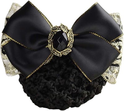 Zwarte Haarclip met Strik en Scrunchie Klem voor Dames & Meisjes