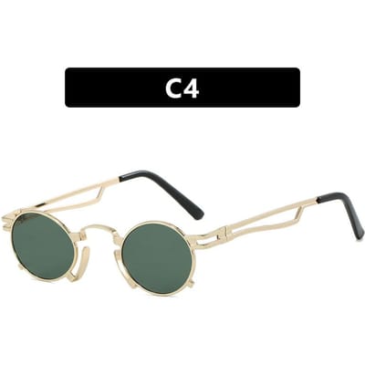 Steampunk Vintage Metalen Ronde Zonnebril Luxe Merk Ontwerper Punk Zonnebrillen Hip Hop Klein Montuur Zonnebrillen Voor Vrouwen Mannen