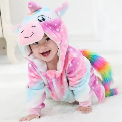 Budino® Baby Onesie - Baby Romper - Baby Pyjama - Baby Pakje - Baby Verkleedkleding - Carnavalskleding - Dier - Unicorn - Roze - maat 70