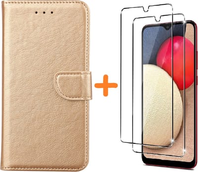 Hoesje Geschikt Voor Samsung Galaxy A03S hoesje - bookcase Goud - Galaxy A03S wallet case portemonnee hoesje - A03S Hoesje book cover hoesjes Hoesje Geschikt Voor Samsung Galaxy A03s screenprotector / 2X Beschermglas