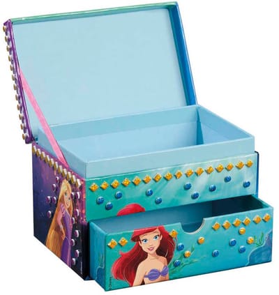 Disney Princess Juwelenkistje – Knutselset met glittersteentjes voor meisjes – Versier je eigen sieradendoosje met Elsa, Ariel, Belle en meer – Creatief en persoonlijk cadeau – Met vakjes voor sieraden en kleine schatten – Vanaf 3 jaar