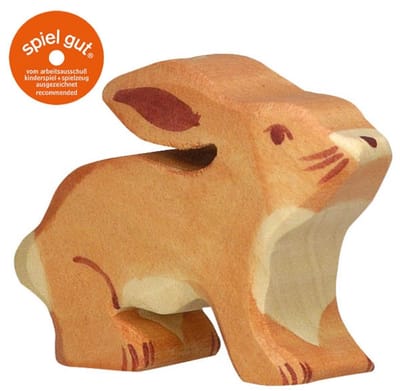 HOLZTIGER Bosdieren - Haas Klein - 6X2X4Cm - Houten Figuur - Handgemaakt