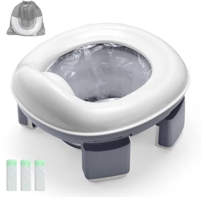 Draagbare Reis Toilet Potty voor Peuters en Kinderen - Opvouwbare Potty Training Toilet Zitting voor Jongens en Meisjes van 1-4 Jaar, Indoor en Outdoor Gebruik met Reinigingszakken