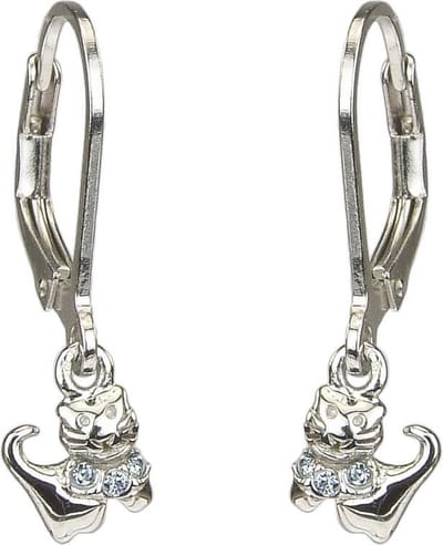 Traveller Oorbellen - Oorhangers Meisje - Kat - Blauw - Zilver 925 - Kristal - Preciosa Crystals - Hangers 23 x 6 mm - Feles - 545204