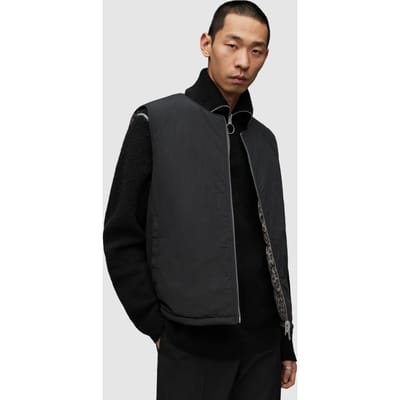 AllSaints Underground Rev Leo Leopard Black Größe: S | Bodywarmer Outlet | Herren | Schwarz