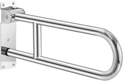 Toiletbeugel Opklapbaar - Badkamer Steun - Veilig Toiletgebruik - Ruimtebesparend Ontwerp - 60 cm Lengte - Glimmend Chroom