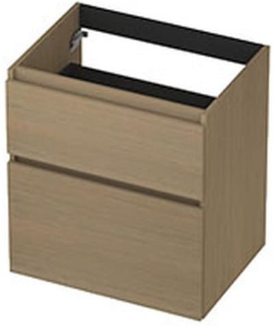 INK - Onderkast 2 Laden Greeploos met Houten Keerlijst A-symmetrisch - 600x450x650 Mm - Olijf Eiken