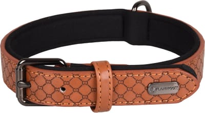 Flamingo Patti Met Neopreen - Halsband Honden - Halsband Patti Bruin M/l 38-48cm 25mm - 1st - 130987 - 1st
