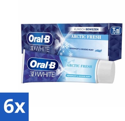 Oral-B - 3D White Arctic Fresh - Tandpasta - Voor Frisse Adem - Witte Tanden - Voordeelverpakking 6 x 75ml
