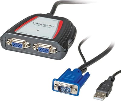 Value VGA splitter 1 naar 2 - actief met USB voeding / zwart