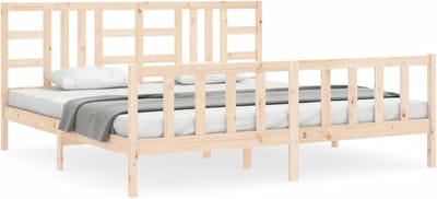 Massief Houten Bed met Hoofdeinde - Tweepersoons- en Eenpersoonsbedden in 200x200 cm