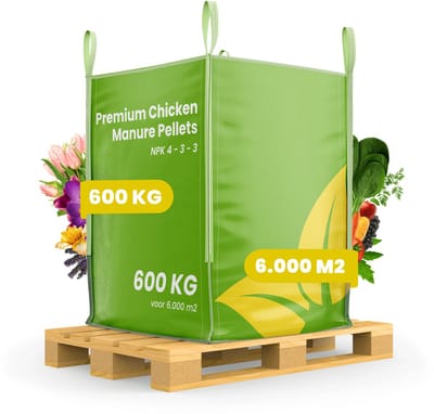 Premium Kippenmestkorrels (600kg, 6.000m2) - Kippenmest - Mest - Meststof - Meststoffen - Organische Meststof - Mestkorrels Tuin - NPK 4-3-3 - Rijk aan Kali en Fosfaat - Organifer
