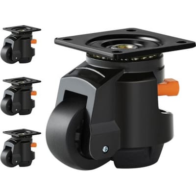 VEVOR Set van 4 zwenkwielen φ63,5 mm meubelwielen 360 graden draaibare transportwielen 1 ton draagvermogen zware wielen van nylon nivellerende wielen lastwielen wielen voor houten planken meubels werkbanken