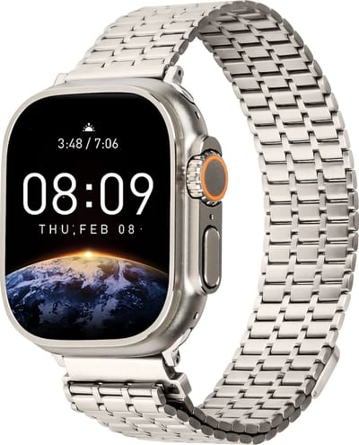 Strap-it Luxe Metalen Mesh horlogeband - Geschikt voor Apple Watch bandje - Series 1/2/3/4/5/6/7/8/9/10/11/SE/SE2/SE3 - Sterrenlicht / Starlight - RVS bandje staal met magneet - Stalen iWatch bandje voor maat: 38 / 40 / 41 / 42mm