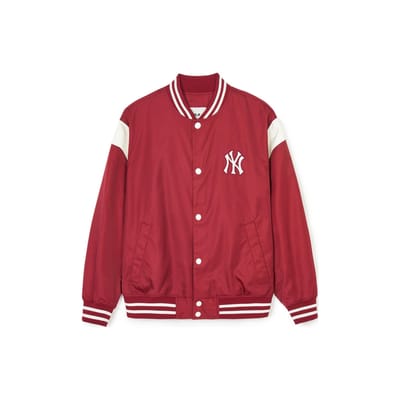MLB SS24 New York Yankees Logo Color Block Veste de Baseball Boutonnée Unisexes Bordeau 3AJPV0641-50WIS S brown