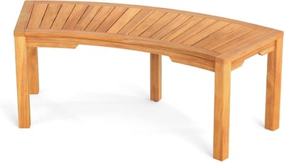 Gebogen Houten Bank - Tuinbank Loveseat - Buiten Zitten - Verstelbare Voetpads - 146 x 58 x 46 cm