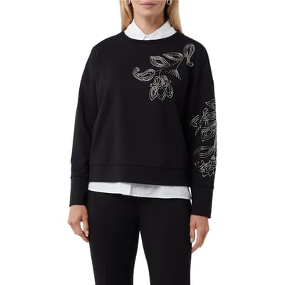 Oversized Geborduurde Sweatshirt met Glinsterende Strass Dames COMMA