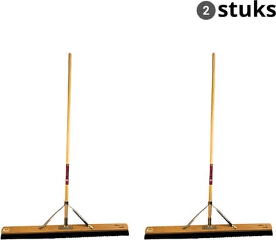 Synx Tools bezem Zaalveger 100cm Paardenhaar - Zachte bezem - Kamerveger - Bezemsteel - Set van 2 - Bezems Binnen - Bezem zacht met Steel 150 cm