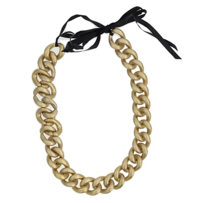 Behave - Ketting - Goudkleurige Schakel - Zwarte Band - Nikkelvrij - Dames