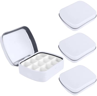 Solidchoice- Aquarelpalet Mini - 4 Stuks - Metalen Verfpalet - Draagbaar - Compact - Deksel - Lichtgewicht