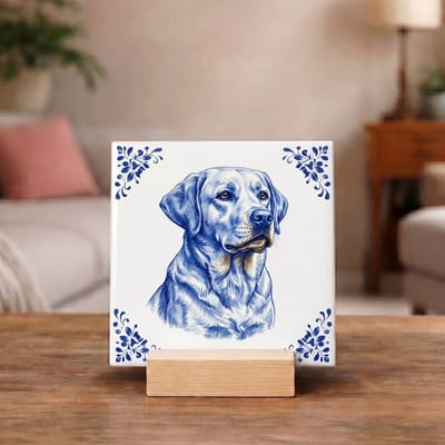Delftsblauw Tegeltje 11x11 Labrador Retriever – Cadeau voor Hondenliefhebber of Baasje