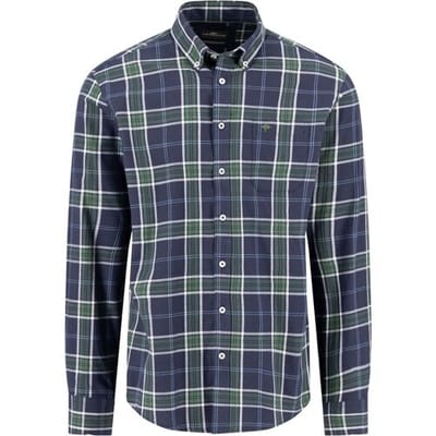 Fynch-Hatton Overhemd Cotton Twill Multi Check Button-Down Navy / male