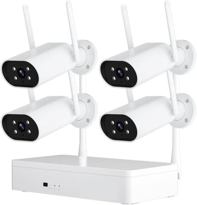 Beveiligingscamera Set - NVR Kit - Huis Bewaken - Draadloze HD Beelden - 4 Camera's - Zwart