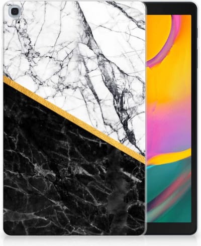 Samsung Galaxy Tab A 10.1 (2019) Tablet Back Cover Marmer Wit Zwart - Origineel Cadeau Man