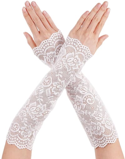 Dailygoody - Vingerloze kanten handschoenen dames - Elegante accessoires - Wit - Perfect voor bruiloften en feesten - Zachte ademende stof - Eén maat
