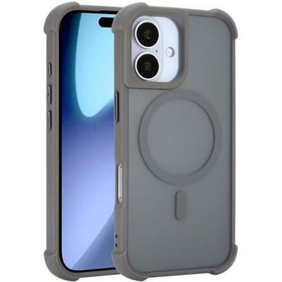 Coverzs matte shock case met Magneet geschikt voor iPhone 17 (grijs) – luxe hoesje met sterke valbescherming, premium design en perfecte pasvorm