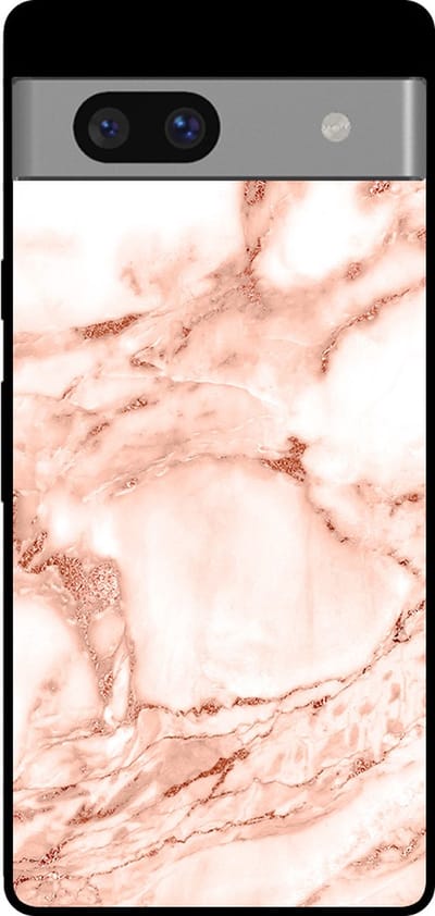 Smartphonica Telefoonhoesje voor Google Pixel 7 met marmer opdruk - TPU backcover case marble design - Wit Rosé Goud geschikt voor Google Pixel 7