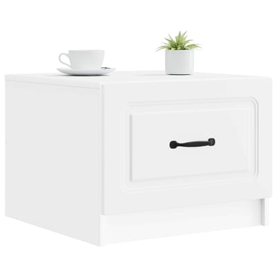 vidaXL - Salontafel - met - lade - Wit - 49 - x - 50 - x - 37 - cm - Bewerkt - hout