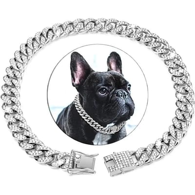 Gouden Hondenketting Diamanten Hondenhalsband Wandelen Metaal Veilige Gesp Huisdierenhalsband Sieraden Accessoires Ketting Voor Kleine Middelgrote Grote Hond 25cm