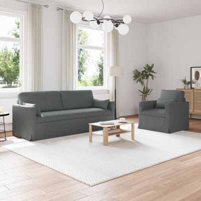 vidaXL Bankstel 2 pcs Donkergrijs 198 x 78 x 80 cm Stof