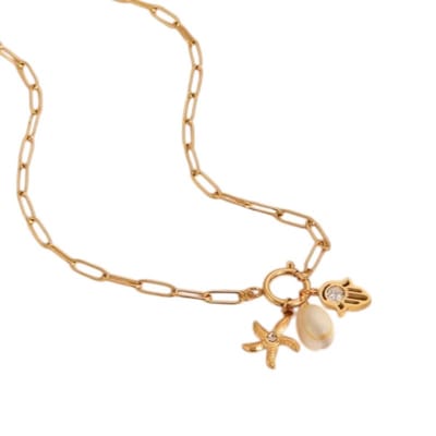 Aramat Jewels | Halskettingen | Goudkleurige ketting met verwisselbare bedels – 45 cm | | | |1,5mm | Staal | Volwassenen | Verkleurd niet