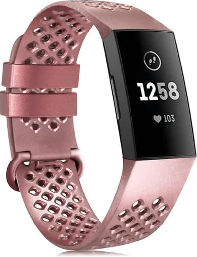 DrPhone FB-Strap - Siliconen Band Geschikt Voor Fitbit Charge 3 en 4 – 140 Tot 180MM Polsomtrek – Met Gespsluiting – Roze Goud
