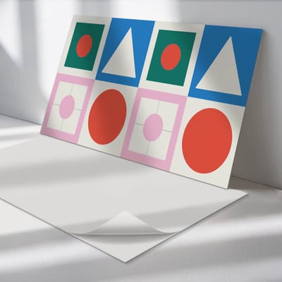 Wallfluent Vinyl Wandpaneel - Geometrie in Contrasten PVC Muurpaneel - 120 cm x 60 cm - Rood PVC wandpaneel - 1 stuk - Rechthoekig Wandbekleding Vinyl - Abstractie Wandpaneel - Zelfklevende Wandbekleding - Wandpaneel Keuken en Badkamer