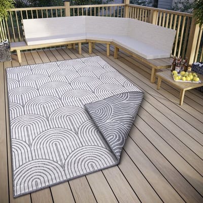 Flycarpets Laagpolig Binnen & Buitenkleed Omkeerbaar vloerkleed - Pangli - Zilver - 80x150 cm