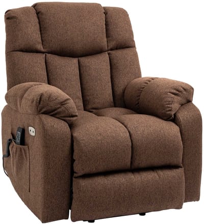 HOMCOM - Fauteuil - met Afstandsbediening - Sta-op functie - Bruin